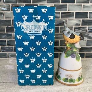 Vintage Crown Accents Porcelain Chickadee Songbird Bell – With Original Box